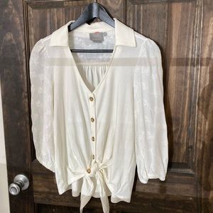 3/$30 Anthropologie Lace Tie Front Blouse